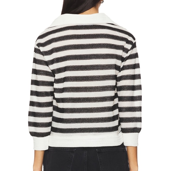 LIONESS Banks Cropped Jersey in Ivory Stripe - Picture 2 of 9